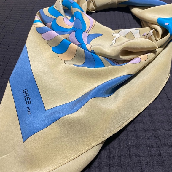 100% Silk Vintage Grès Scarf Peacock Bird - Picture 7 of 7